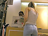 This blonde cutie went to the shopping mall to buy some clothes, but  she didn't even expect to become the star of my jeans fetish video